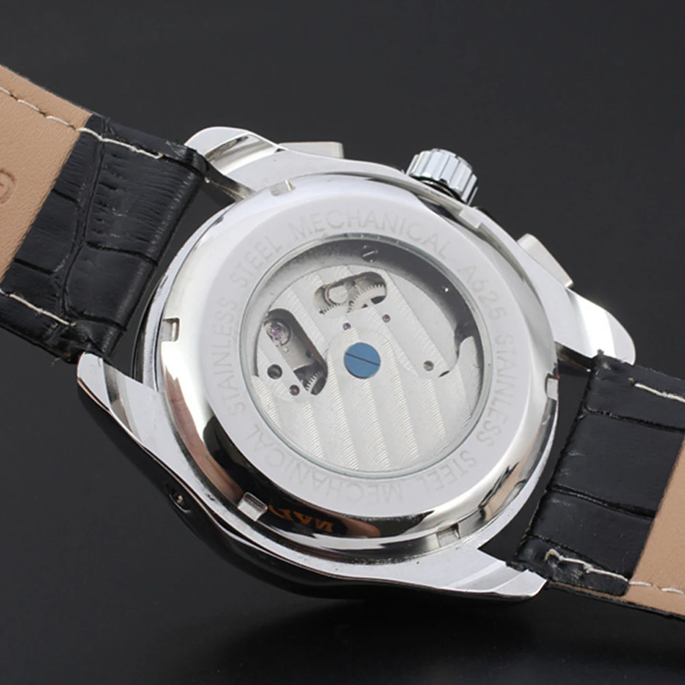 FORSINING Мужчины Гент Черный Tourbillon Дата Винтаж Механические Часы Автоматические