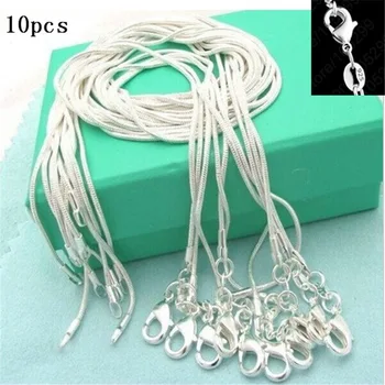 

10pcs/lot Promotion! wholesale 925 sterling silver necklace 1mm snake chains for pendant charms necklace women jewelry 16-30inch