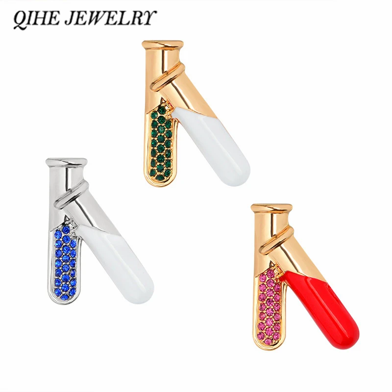 

QIHE JEWELRY Test Tube Flasks 3 Color Pins Brooches Medical Jewelry Chemistry Jewelry Gift for doctor nurse medical school