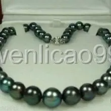 Натуральный 8-9 мм Tahitian черный жемчуг ожерелье 1" AAA