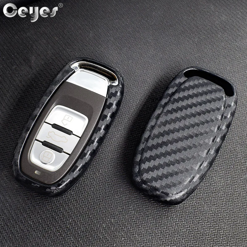 

Ceyes Carbon Fiber Grain Car Key Cover Case Shell For Audi A6L A4L Q5 A3 A4 B6 B7 B8 Protection Covers Smart Auto Key Styling