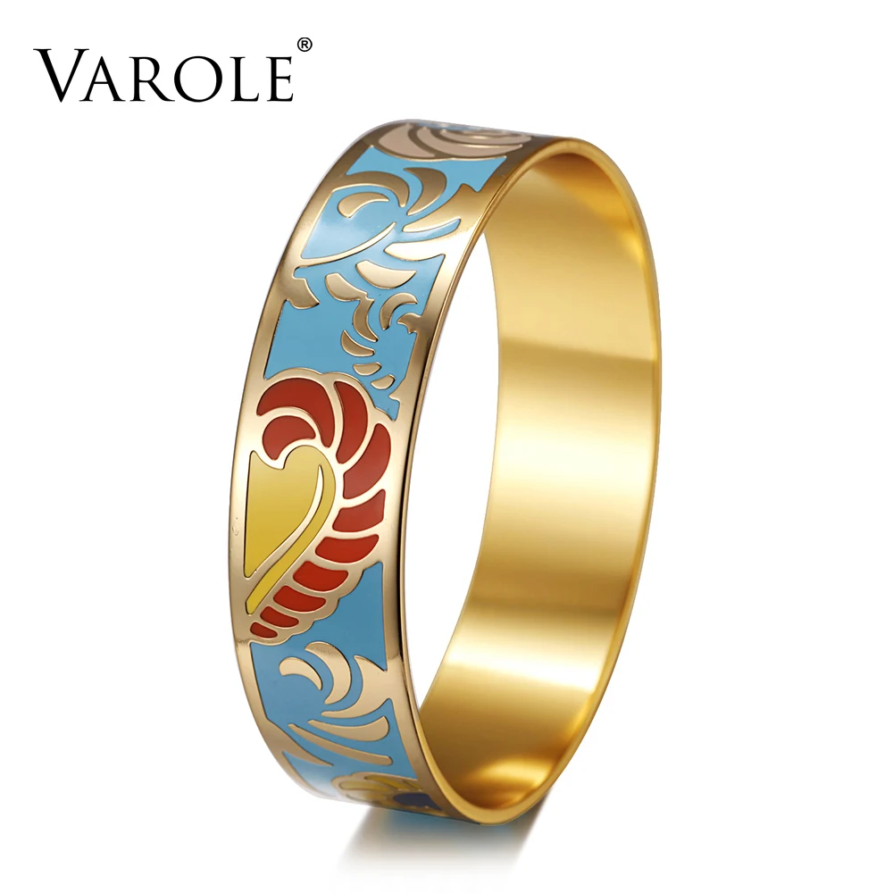VAROLE 18 мм широкий цветок индивидуальный дизайн эмалевые браслеты и для женщин