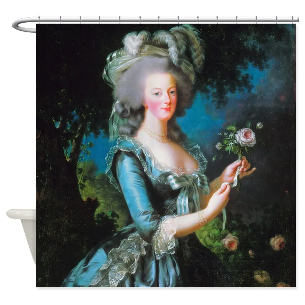 

Marie Antoinette With Rose Decorative Fabric Shower Curtain Set Non-slip Bath Mat Set for Doormat Outdoor