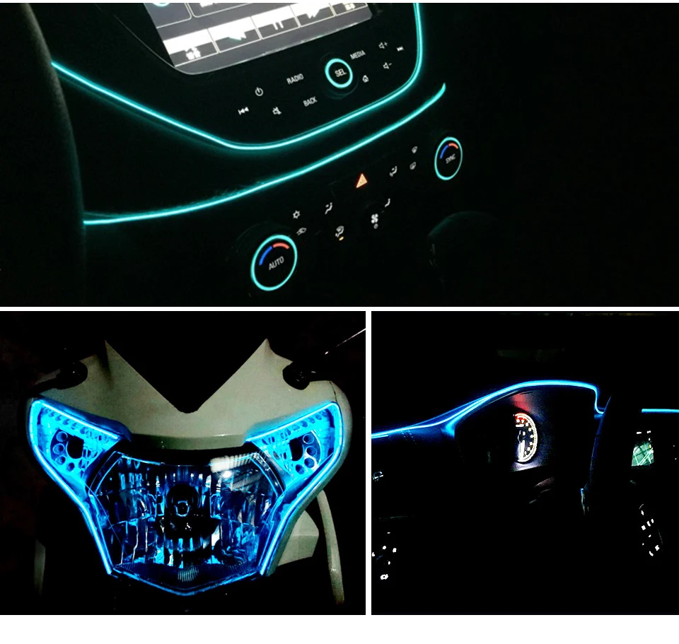 Светодиодный холодной светильник линии автомобиля декоративный светильник окружающей среды светильник авто на заднем сиденье светильник люминесцентный R G B цвет: желтый, белый ледяной, синий, розовый, фиолетовый, 5V