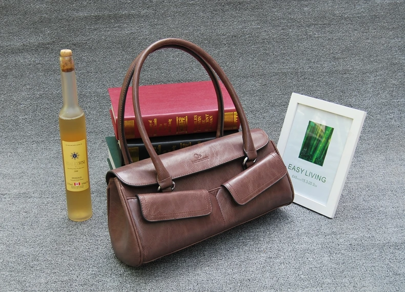 Женская кожаная сумка \ сумочка модная Ретро дизайнерская сумка с двойным карманом новая женская сумка через плечо OL Сумка-тоут~ Гарантированное качество