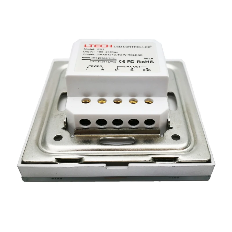 Светодиодный цветной; регулятор температуры EX2 220V Сенсорная панель настенное крепление AC100~ 240V 2,4G RF и DMX512 двойной контроллер CT