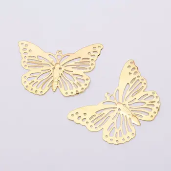 

50Pcs Hairpin Pendant 38*25MM Hollow Butterfly Metal Connector Handicraft Flower DIY Jewelry