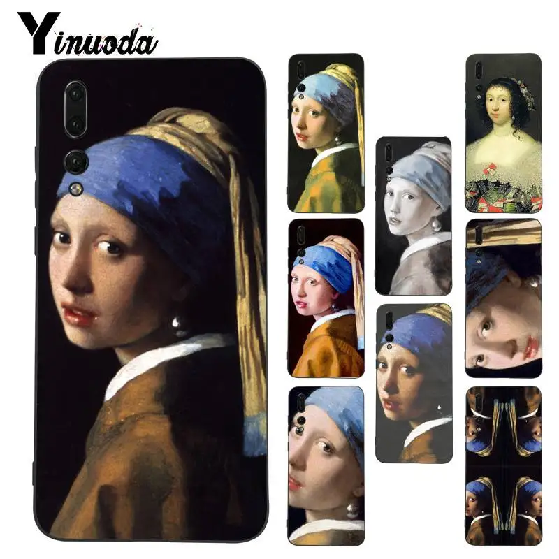 Yinuoda девушка с жемчугом Серьги Vermeer Топ чехол для телефона Huawei P9 P10 Plus Mate9 10 Mate10 Lite P20