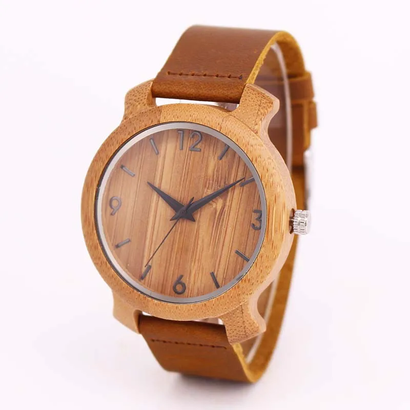brown digital bamboo wood leather men watches  (9)