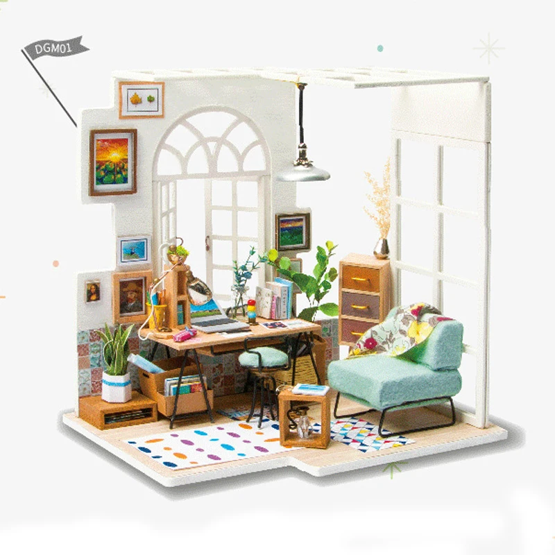 

DIY Doll House 3D Wooden Miniature Dollhouse With Furniture Art House Creative Handmade Model Gifts Toys For Children DGM01 #E