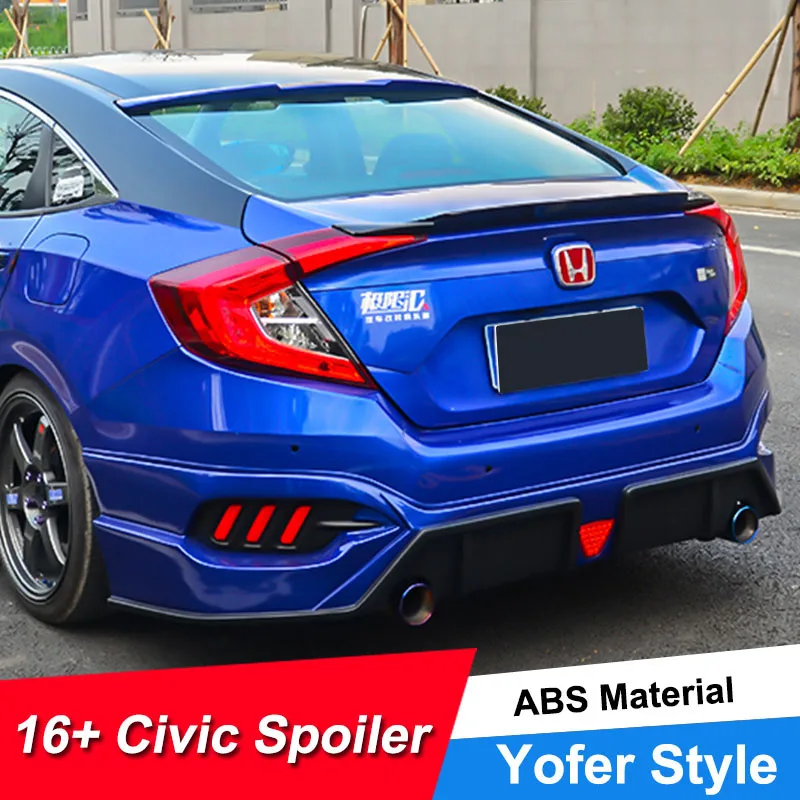 JNCFORURC Задняя Крышка багажника автомобильные Спойлеры для Honda Civic 2016 седан 4D стиль