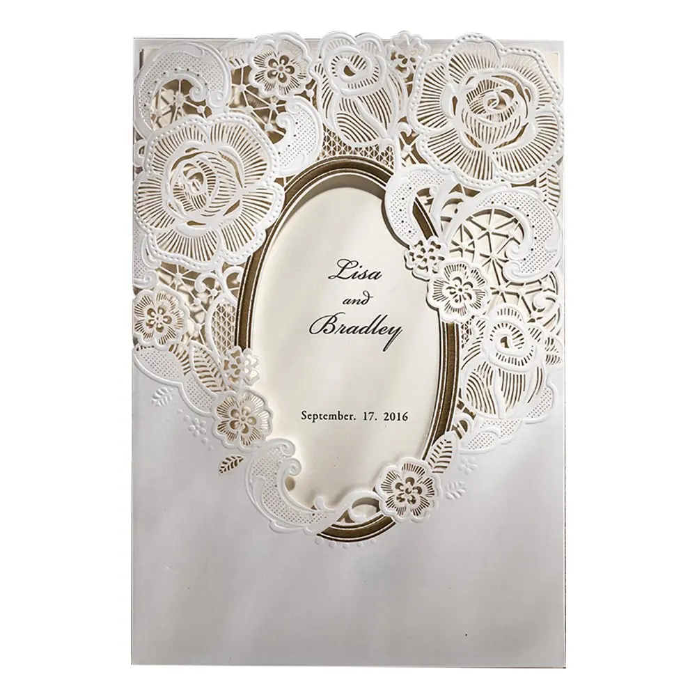  20Pcs Elegant laser cut Gold Stamping Wedding Invitation Card Bridal Shower Invitation with Blank I - 32989448132