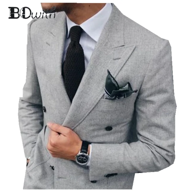 Мятный мужской костюм с отворотом, модный однотонный костюм ...