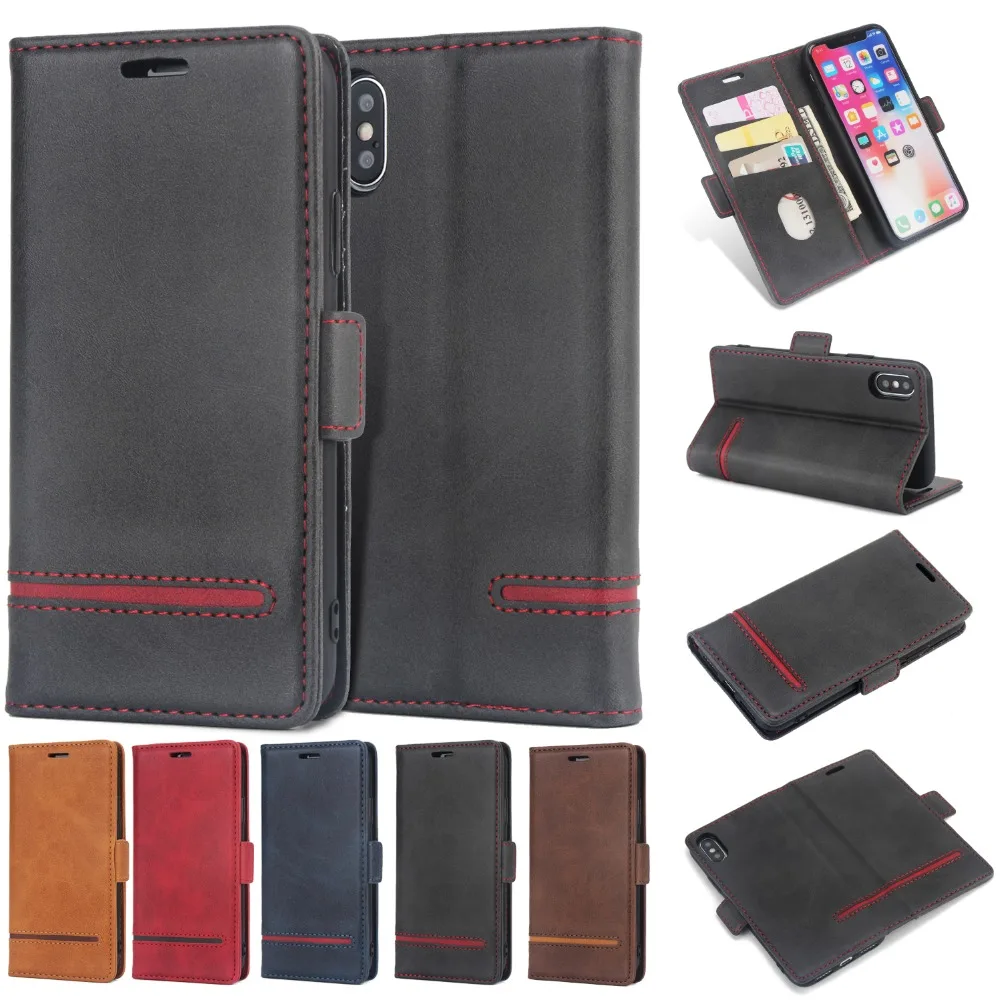 

Retro Canvas Leather Cover Wallet Case For iPhone 6s 6 7 8 Plus X Xs Xr Xs Max Dual Magnet Fold Phone Cover