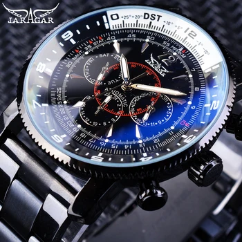 

Jaragar Fashion Luminous Hands Military Sport Design Black Stainless Steel Mens Mechanical Automatic Wristwatch Top Brand Luxury