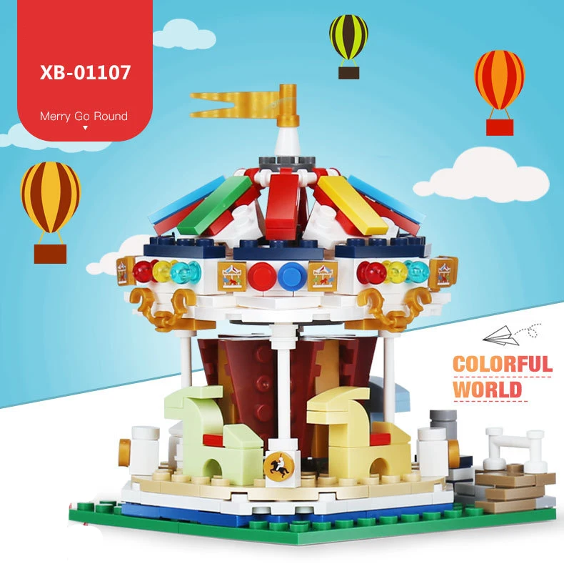 

FUNNY city funland Mini carousel building block Playground rides Merry-go-round moc assemable bricks toys collection for gifts