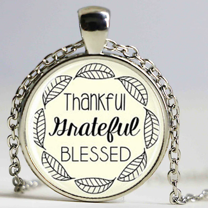

Medium Thankful Grateful Blessed Necklace,Inspirational Jewelry Believe Necklace Religious Spiritual Gift