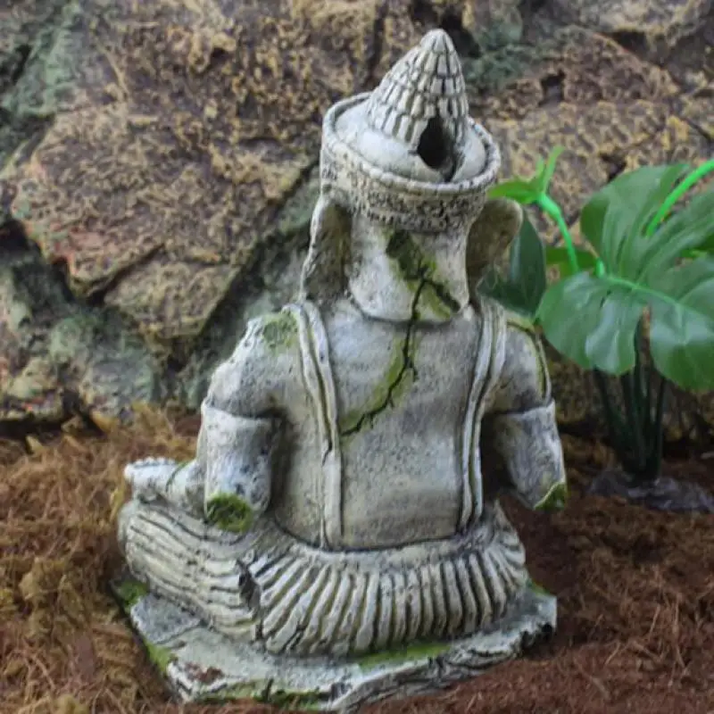 Искусственная голова слона украшение с изображением Будды аквариумная Статуэтка сидящий Будда Ремесла аквариумный камень рок для рыбы рептилия