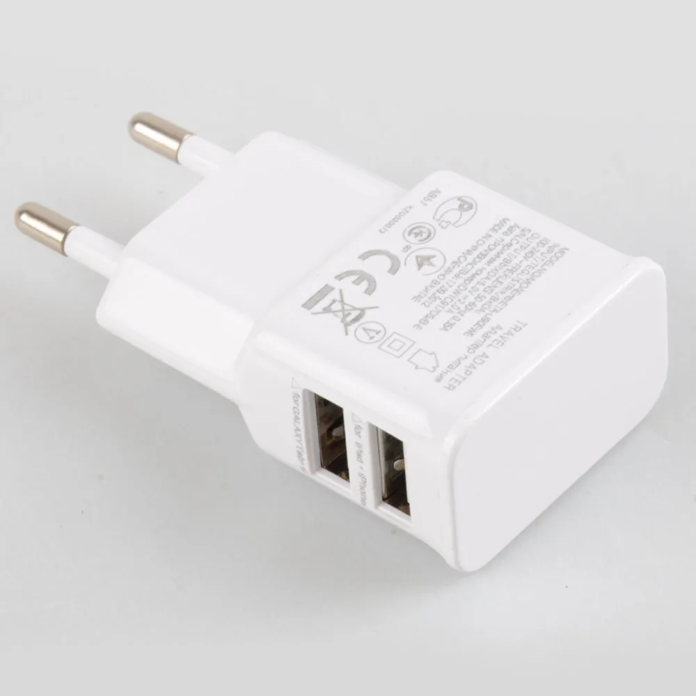 الاتحاد الأوروبي التوصيل 2 منافذ USB مهايئ شاحن 5 V 2A محول حائط الهاتف المحمول مايكرو بيانات شحن لفون ل سامسونج USB travelAdapter
