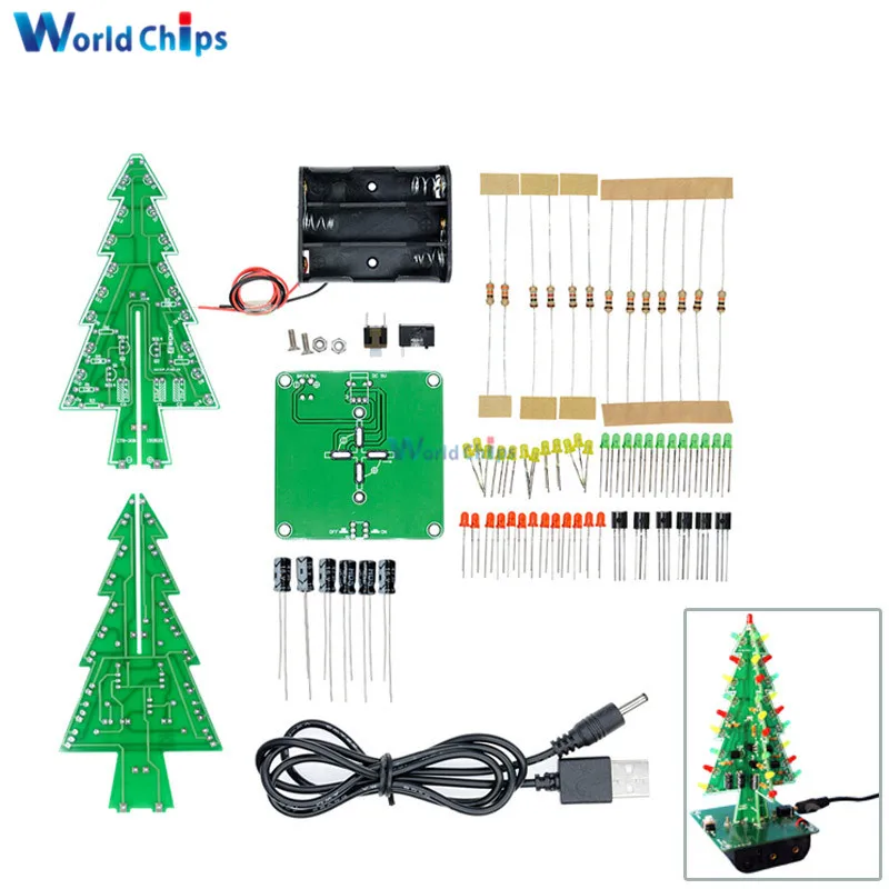 3D Christmas Tree LED DIY Kit LED Flash Circuit Kit Electronic Fun Suite ONLL!Y 
