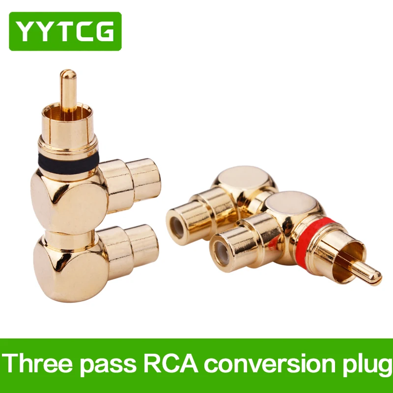 Banhado a Ouro Áudio e Vídeo Adaptador de Conector Vermelho + 1 Macho para 2 Yytcg Peças Peça Plugue Rca Traseiro Fêmea av Cabo 2 1 - Image 6