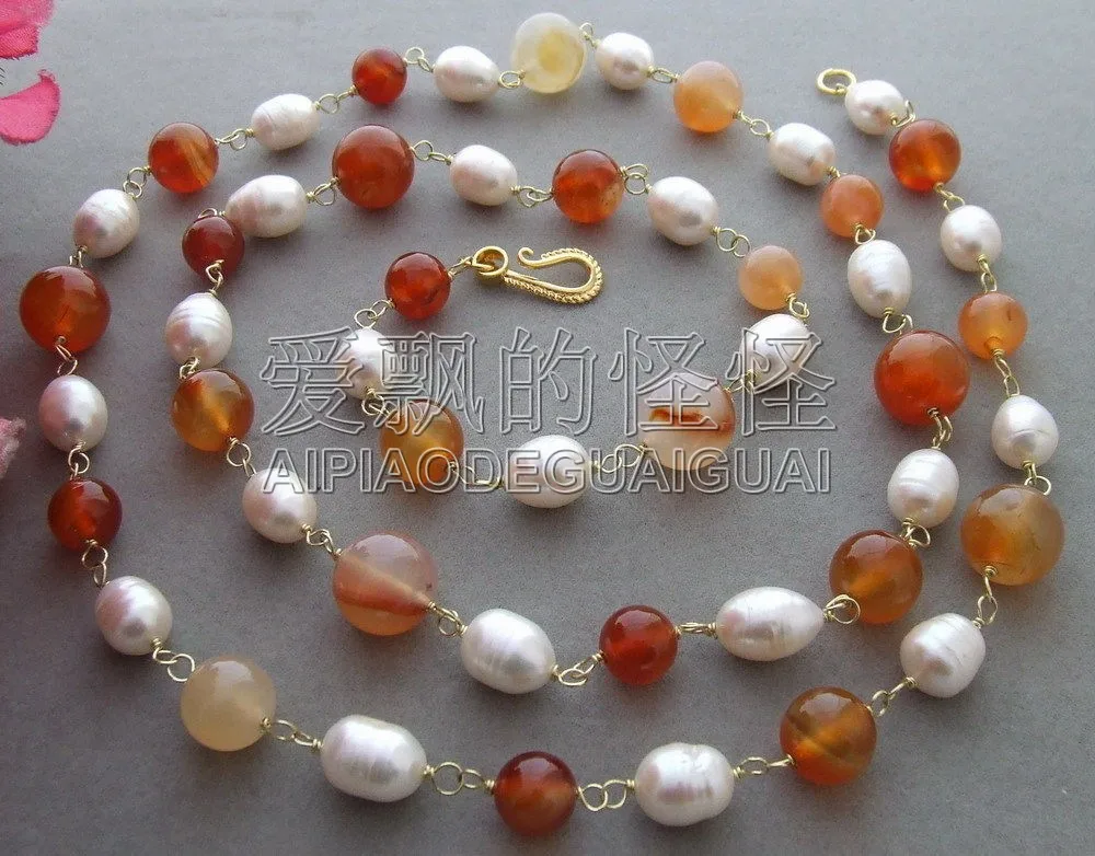 

Women's 42" 13MM Pearl&Carnelian Necklace