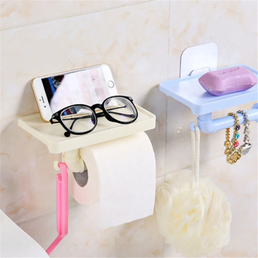 

Colorful Tissue Boxes Mobile Phone Storage Shelf Rack Roll Bathroom Storage Toilet Paper Storage Holder Organizer Multifunction