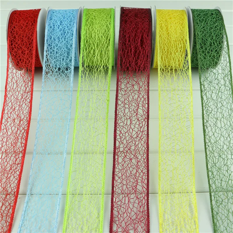 

Wholesales Free shipping 38mm net organza ribbon 10yards/roll home&garden decoration lace Network edge
