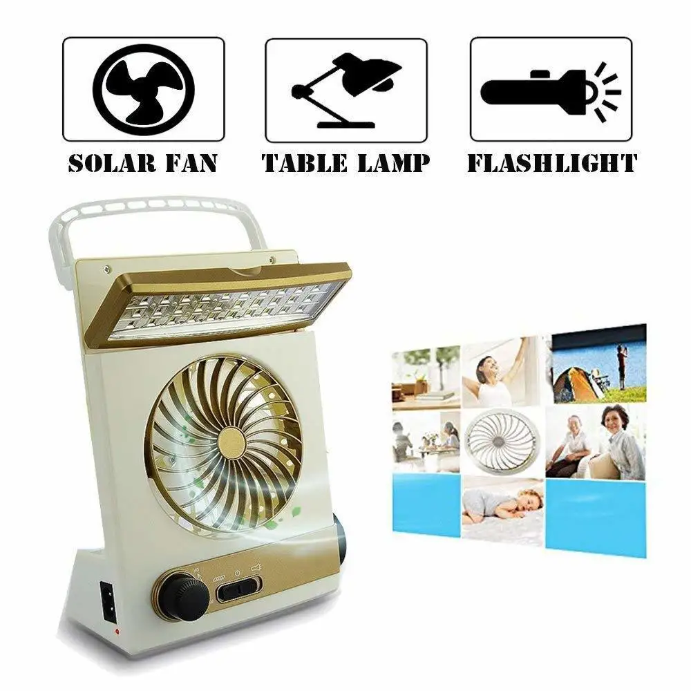 

doxa 3 In 1 Multi-function USB Rechargeable Fan Camping Light Outdoor Portable Solar Tent Flashlight Torch LED Reading Lamp Desk