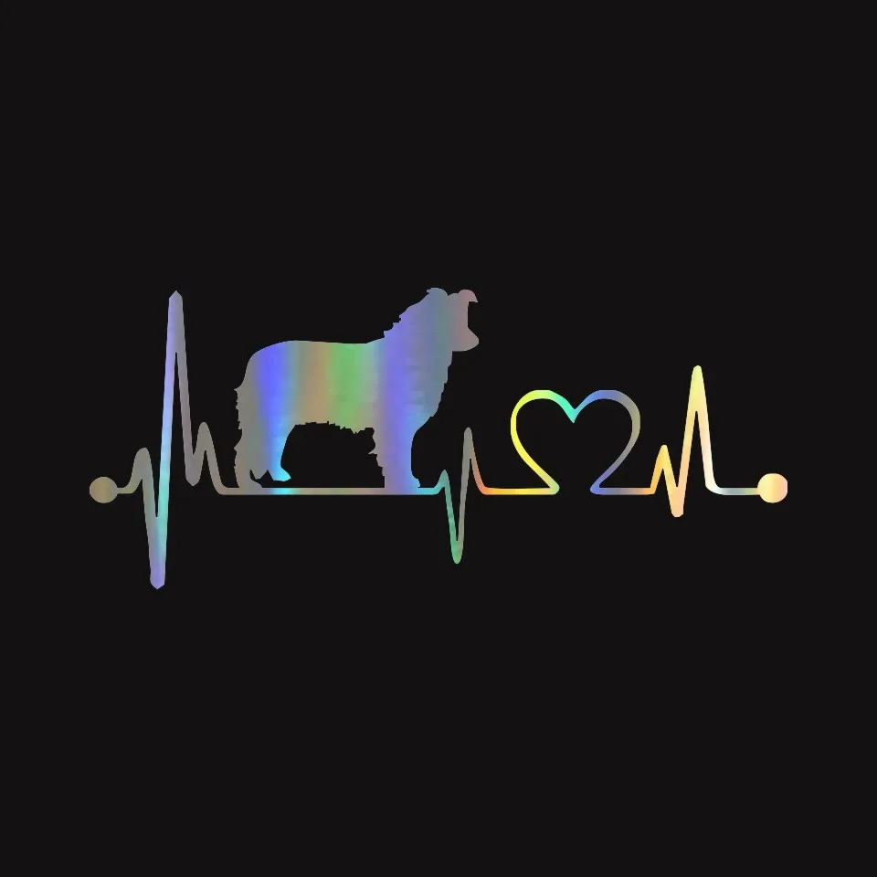Border Collie Dog Heartbeat Decal Stickers Car Cover Scratches Decorative Accessories Car Styling Car Vinyl Stickers 198.3CM  (3)