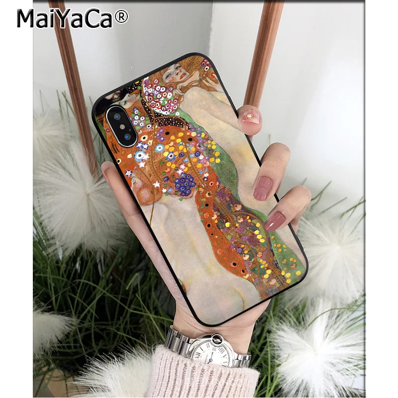 MaiYaCa Gustav Klimt Art Силиконовый ТПУ мягкий черный чехол для телефона для iPhone 8 7 6 6S Plus 5 5S SE XR X XS MAX Coque Shell