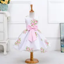 Платье для девочек на свадьбу; праздничное платье для девочек с бантом; летнее платье с цветочным рисунком для малышей; брендовая одежда для детей