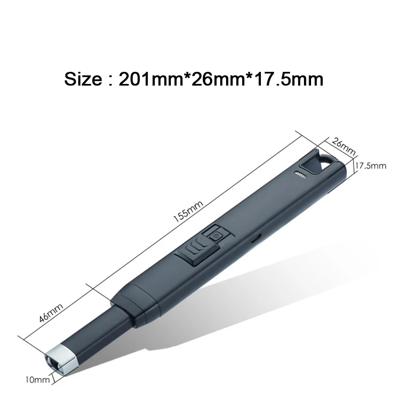 Металлическая длинная USB перезаряжаемая импульсная Электронная зажигалка, ветрозащитная электрическая дуга, кухонная сигарета, зажигалка для сигар, плазменная