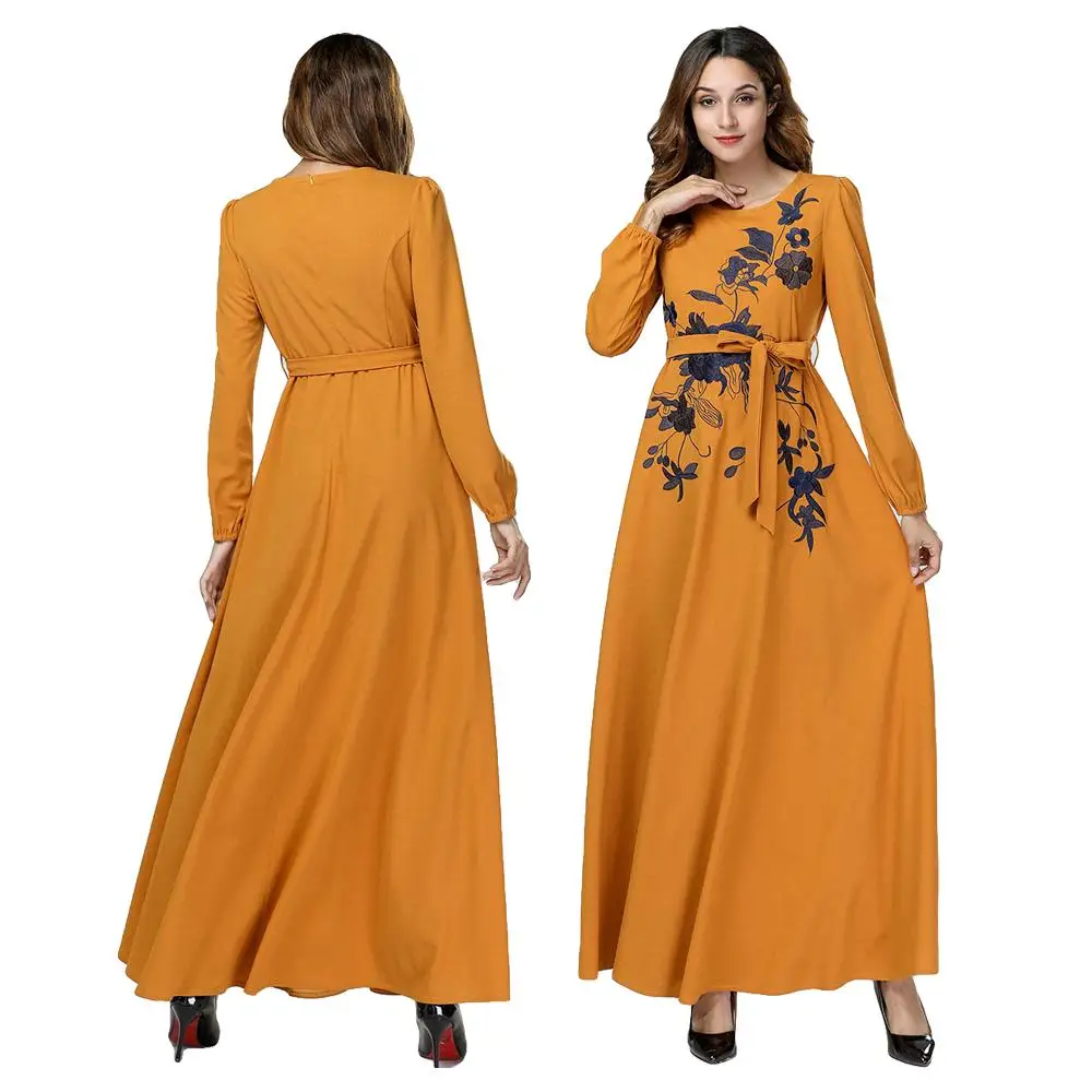 

Muslim Dress Embroidewr Abayas Robe For Women Turkey Dubai Kaftan Jilbab Casual Loose Ethnic Long Muslim Dress Islamic Clothing