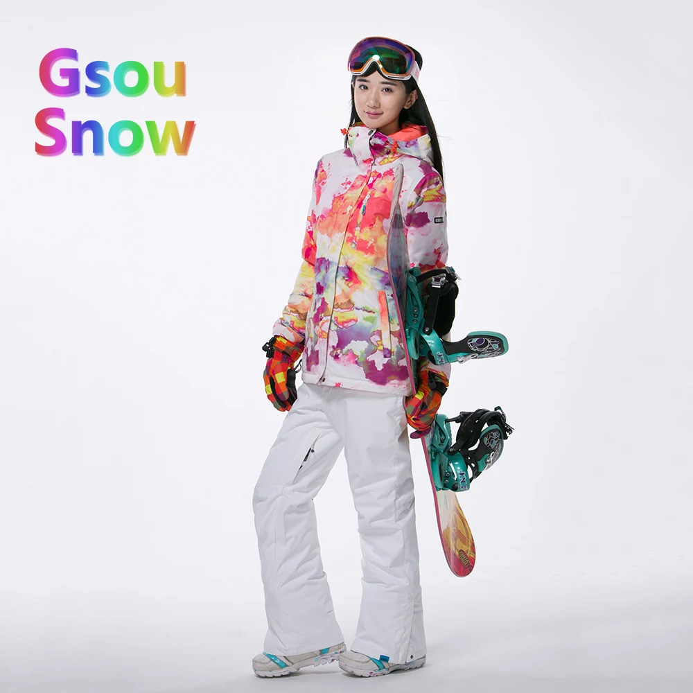 Gsou Sonw Outdoor Sports Winter Women's Skiing Clothing Snowboarding Sets Warmer Ski Jackets Waterproof Ski Pants Suits