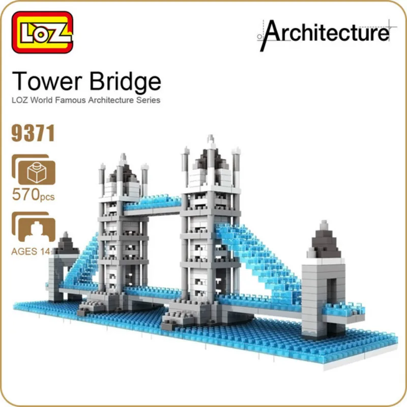 

LOZ Nano World Architecture Britain UK LONDON Tower Bridge DIY 3D Model Mini Diamond Brick Building Blocks Toys