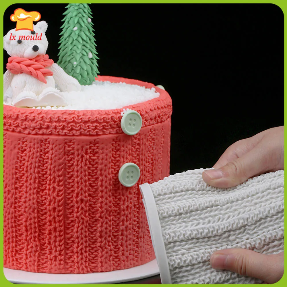 

Fondant sweater pattern road knit texture mold silicone mold wool yarn cup cake preparation modeling decoration