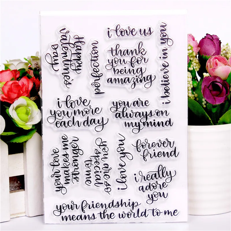 English word Rubber Silicone Clear Stamps for Scrapbooking Tampons