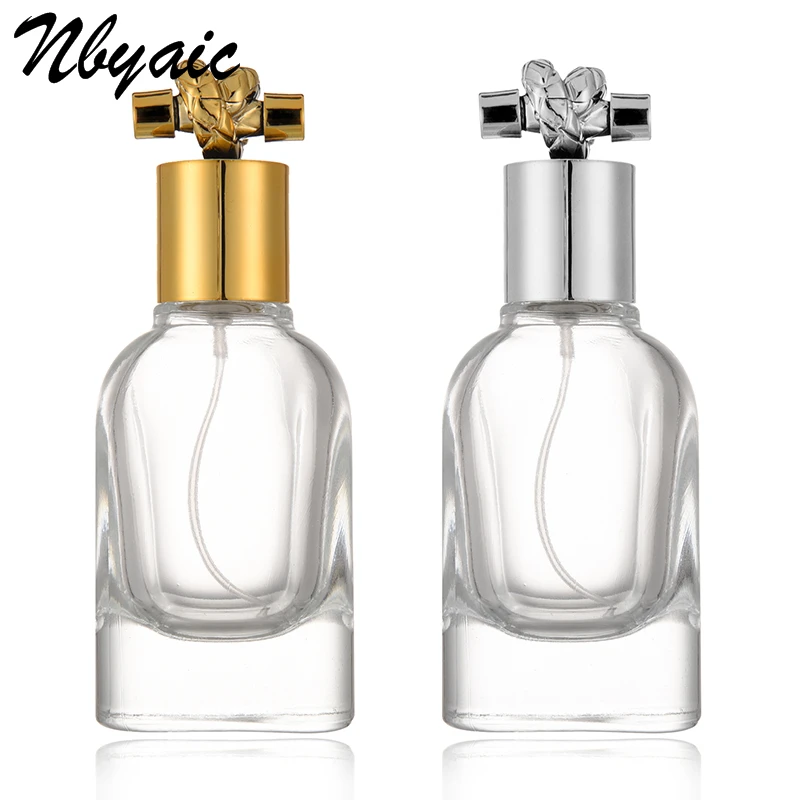 Nbyaic 1Pcs 50ml high-grade glass perfume bottle toning moisture bottle rope shape lid thick bottom spray bottle