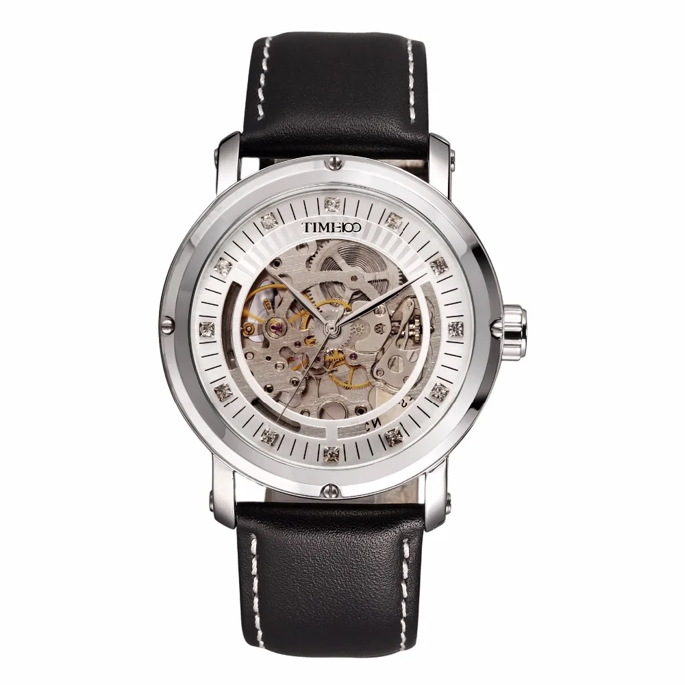 New TIME100 Men Mechanical watch Skeleton Watches Automatic Self wind