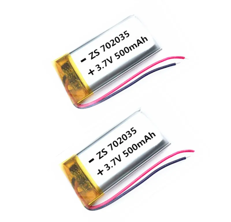 2 шт полимерный аккумулятор 500 mah 3,7 V 702035 умный дом MP3 колонки литий-ионная батарея для dvr, gps, mp3, mp4, сотового телефона, динамика