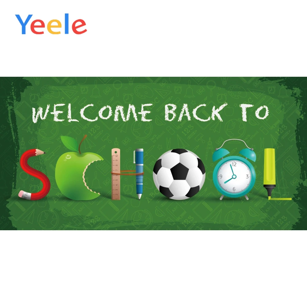 

Yeele Welcome Back To School Poster Cartoon Backgrounds Scene Baby Photography Portrait Child Photographic Backdrop Photo Studio