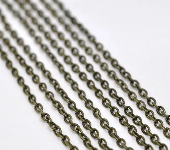 

Free shipping!!!! 100m L Bronze Tone Textured Link-Opened Chain 4.5x3mm