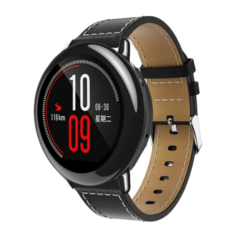 Ремешок кожаный для Xiaomi Huami Amazfit bip pace lite сменный Браслет наручных часов 22