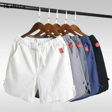 Лидер продаж, модные мужские летние свободные повседневные пляжные шорты из хлопка и льна, дышащие брюки, Ретро стиль Harajuku, шорты азиатского размера 5XL