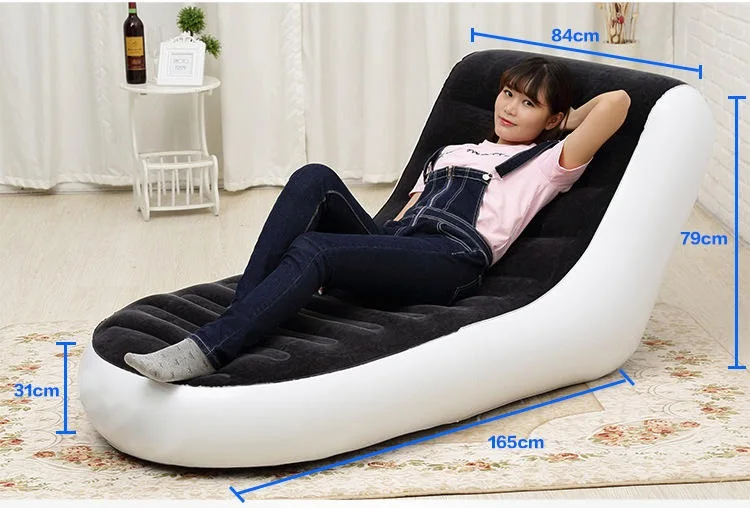 L-shaped Inflatable Sofa Bed Single Outdoor Portable Inflatable Sofa Home Lazy With Household Electric Pump+Pil