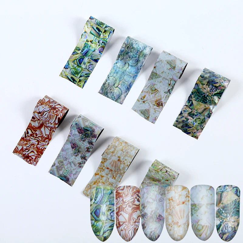 

20*4cm 8pcs Holographic Nail Transfer foil Gradient Marble Nail art sticker Glue Adhesive DIY Nails Tips Nail Accessory