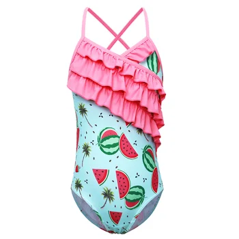 

BAOHULU 2020 Newest Lovely Girls One-piece Swimsuit Bathing Swimming Suit Beach Surf Clothing watermelon printed Swimwear Suit
