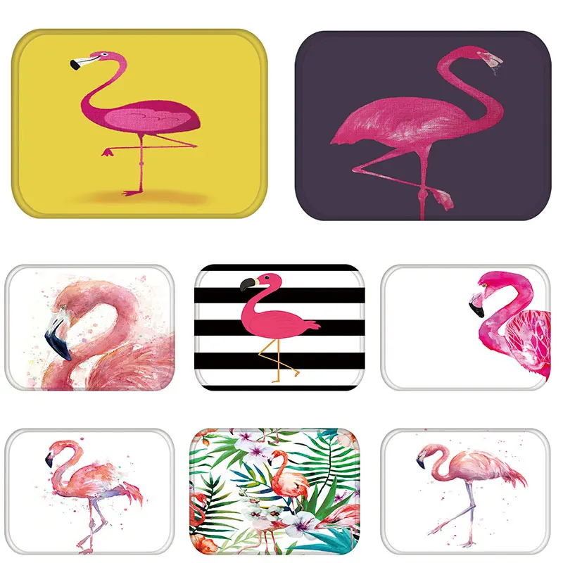 

Doormat Living Room Rug Pink Elegant Flamingo Reusable Washable Carpet Bedroom Hallway Anti-Slip Dustproof Kitchen Mats 48229-1