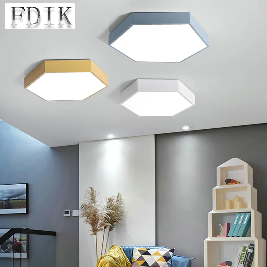 Macaron Color Ceiling lamp Hexagonal Minimalist LED Ceiling Lights